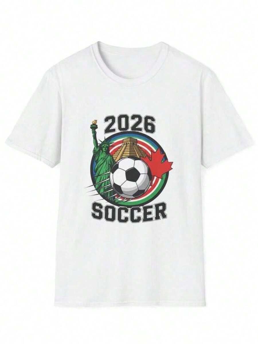 Camiseta de Fútbol 2026, Camiseta para Fanáticos de EE. UU., Canadá y México, Camiseta Unisex de Algodón - Negro - Ver 1