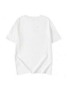 Women's Casual Black Short Sleeve T-Shirt, Polyester, Cherry Print, Round Neck, Regular Fit, For Everyday Wear XF2C - 白色 - 查看 4
