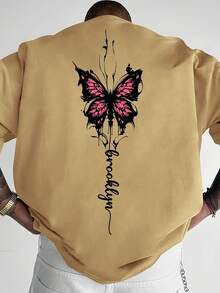 Camiseta de manga corta holgada para hombre, nueva moda de verano, con estampado sencillo de "Brooklyn Butterfly", estilo casual versátil para deportes al aire libre, correr, ir de compras y fiestas temáticas, de poliéster suave, lavable a máquina. - Blanco - Ver 7