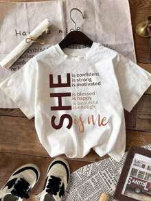 Camiseta con Estampado de Lema - Blanco - Ver 5