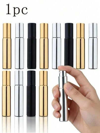 1pc 10ml Portable Glass Refillable Perfume Spray Bottle, Aluminum Atomizer Spray Bottles Mini Perfume Refillable Spray, Cosmetic Essence Essence Water Storage Container, Spray Perfume Bottle, Perfume Spray Pump Box, Mini Pocket Wallet Perfume Spray, Refillable Perfume Dispenser Pump Transfer Tool Use, Valentine'S Day, New Year Gift, Exquisite Creative Gift, Ramadan Gift