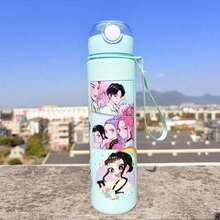 Cartoon Character Plastic Water Bottle With Straw, Leak-Proof Portable, Suitable For School, Gym, Travel And Daily Use - Multicolor - View 4