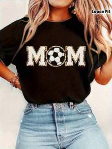 100% Algodón Premium 180g .¡Oferta Especial!Playera.Camiseta deportiva básica para mujer con diseño de fútbol, corte holgado y confortable para madres apasionadas por el deporte, ideal para uso casual o eventos deportivos, disponible en color negro y tallas diversas.Moda femenina deportiva de .Camiseta Streetwear Unisex Ideal para Conciertos y Regalo - Negro - Ver 6
