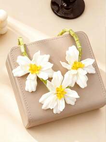 1 pezzo Collana delicata con fiori bianchi ispirati alla natura, decorazione floreale tridimensionale regolabile, catena minimal per la clavicola, versatile per uso quotidiano e vacanze - Bianco - Visualizzare 3