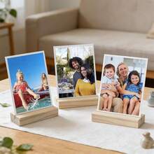 1 pieza Soporte de madera para tarjetas de visita, soportes para tarjetas para exhibición, base de escritorio para calendario, foto, menú, tarjeta de hotel, etiqueta publicitaria, para tienda minorista, hogar, boda, fiesta - A - Ver 3