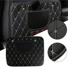 Car Seat Back Protector Pad, Flexible PU Leather, Dirt And Scratch Resistant, Effective Protection Against Rear Seat Kicking, Built-In Storage Pouch, Keeps Car Interior Tidy - 1pc Leather Chair Back Storage Anti-kick Bag - View 6