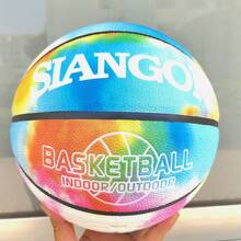 SIANGON 1个PU皮革图案篮球，经久耐用，适合训练，室内外均可使用，男女皆宜，返校季礼物 - 淺粉色 - 查看 9