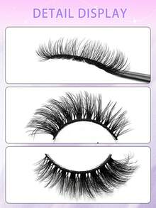 ENCHUW 5 Pairs Fluffy Lashes Faux Mink False Eyelashes Natural Look Eye Lashes Wispy Striped False Eyelashes - Black - View 3