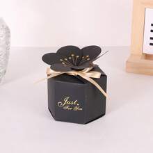 10Pcs Petal Shaped Wedding Candy Boxes Hexagonal Floral Gold Stamping Paper Gift Boxes With Ribbon Just For You Printed Party Favor Boxes For Wedding, Bridal Shower Birthday Valentine's Day Decoration - Petal Box - View 8