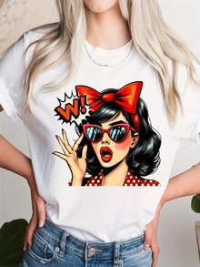 Camiseta de mujer para primavera y verano - Blanco - Ver 2
