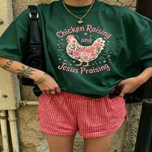 Heartfelt Daily Casual Graphic T-Shirt 100% Cotton Oversized Soft Breathable Casual Crewneck Short Sleeve Top Cute Aesthetic Vintage Retro Vibe Casual Wearers Fashion Lovers Daily Outfit Enthusiasts Gift Givers - Verde - Ver 2