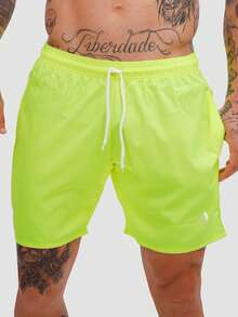 KIT OF 5 Men's Shorts In Tactel Elastane Resin, Casual, Comfortable With Pockets - Turquoise/Black/Pink/Light Blue/Yellow - View 9