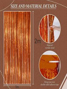 1/2/4/6pcs Bright Orange Metal Tassel Curtain Decor, Party Background Decoration, Gender Reveal Party, Bridal Shower, Wedding Backdrop, Holiday Event Party Background - Rain Curtain - View 2