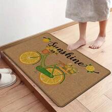 1pc Lemon Bicycle Pattern Printed Linen Kitchen Rug, Carpet, Mat, Bathroom Mat, Doormat, 3D Printed Rectangle, Suitable For Living Room, Bedroom, Hallway, Bathroom, Laundry Room - Polyester Carpet, For Indoor And Outdoor Home Decor - Multicolor - View 7