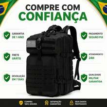 (Nay Shop Creator & KIMTINO) Large 50L Tactical Backpack. Fits A University Notebook. Generous Space For Travel And Outdoor Activities. Versatile Tactical Design. - Black - View 1