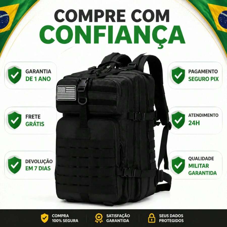(Nay Shop Creator & KIMTINO) Large 50L Tactical Backpack. Fits A University Notebook. Generous Space For Travel And Outdoor Activities. Versatile Tactical Design. - Black - View 1