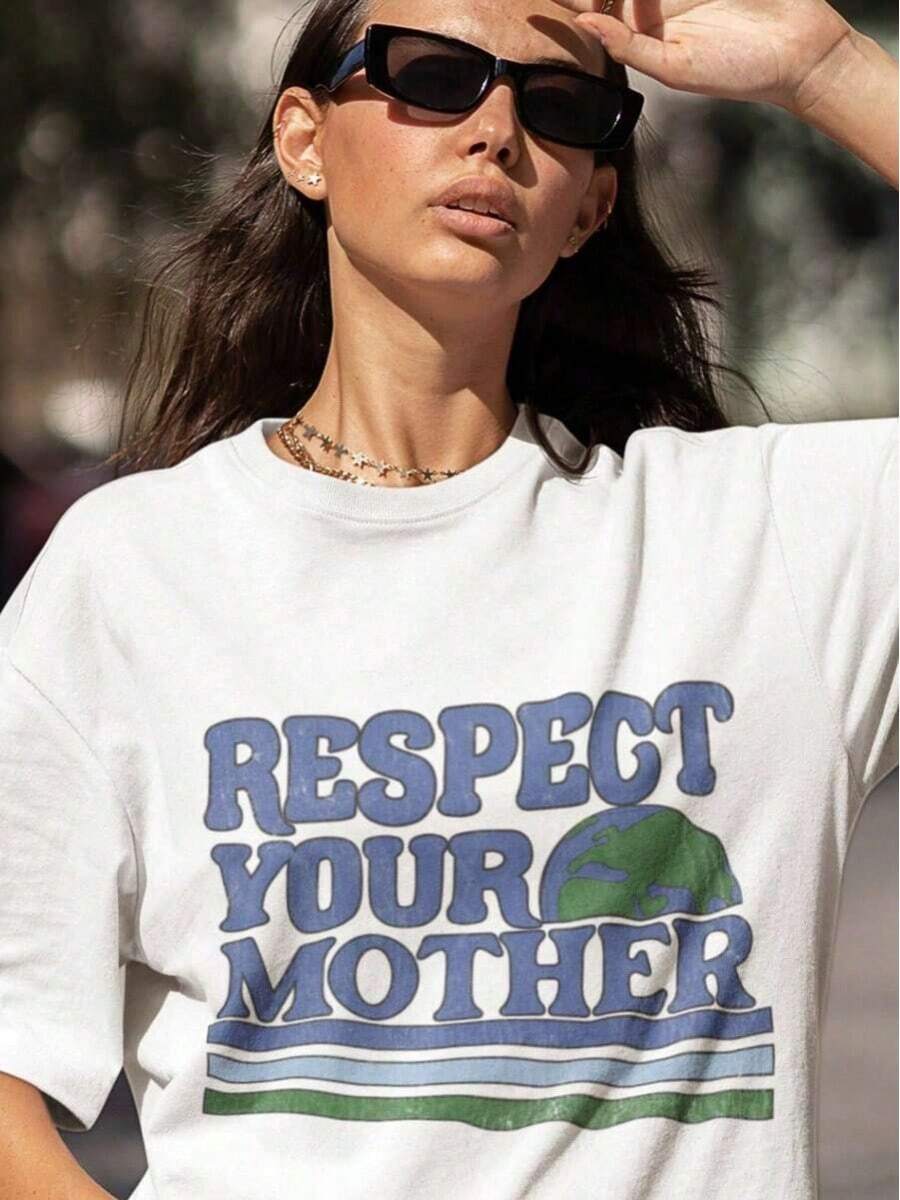 Nueva Llegada 2026, Camiseta de la Madre Tierra, Camiseta del Día de la Tierra, Camiseta Ambiental, Camiseta de Activista, Camiseta Estética "Salvemos el Planeta", Camiseta Y2k para Mujer y Adolescente, Top con Estampado Vintage, Camiseta Divertida y Linda con Letras Gráficas, Cuello Redondo, Camiseta de Verano Moderna y Genial de Manga Corta, Estampado de Animales, Frutas y Mascotas, Camiseta Gráfica para Mujer, Moda 2026, Regalos, Ropa de Mujer, Estampado de Dibujos Animados y Letras, Material de Algodón Cómodo, Agradable para la Piel, Suave y Fresca, Camiseta de Mujer para Primavera Verano, Tela Suave, Transpirable, 100% Algodón, Uso Diario, Camiseta de Mujer con Estampado Gráfico. - Blanco - Ver 1