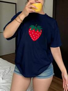 Camiseta de manga corta para mujer, disponible en varios colores, corte holgado - Negro - Ver 3
