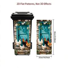 1pc Garbage Can Sticker, Chickens Playing Theme Design, Matte Surface Sticker Suitable For Indoor And Outdoor Decoration On Trash Cans, Walls, Perfect For Modern Home Decor, 37*82cm/14.57*32.28in - Style 1 - View 11