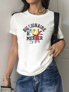 Cheerful Figure Of A Smiling Yellow Fish With A Blue And Red Hat Conveying Positive Energy, Youthful Fun, And An Optimistic Spirit. Modern Casual Women's T-Shirt For Everyday Wear. - 白色 - 查看 8