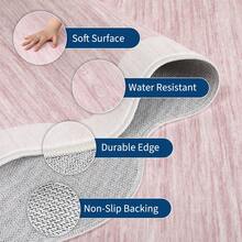 1Pcs Room Decor Modern Washable Scalloped Border Solid Pink Area Rug For Living Room Indoor Bedroom Foldable Floor Mats, Soft Low Pile Non Shedding Carpets For Offices Non-Slip Runner For Hallway Dorm - Baby Pink - View 6