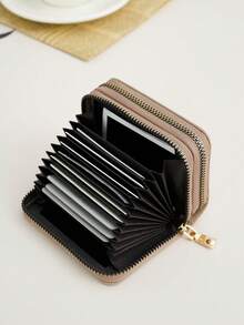 Solid Color Short Large Capacity Card Holder - Khaki - View 5