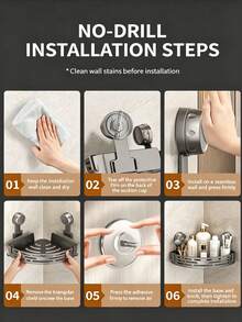 Double-Layer Suction Cup Bathroom Triangle Shelf, No Drilling Required, High Load Bearing, Suitable For Shower And Toilet Wall/Tile, Multi-Function Storage Organizer - Gray-double Layer Suit - View 5