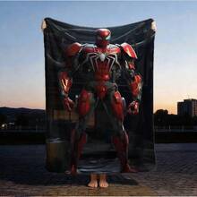 1pc Retro Cartoon Style Throw Blanket,S-Pider-Man Print Blanket,Cartoon Character Printed Blanket,All-Season Universal Nap Blanket,Character Home Decor Blanket,Modern Fashion Gift Suitable For Home Bedroom Bed Sofa Office Lunch Break Cover Picnic Blanket - Multicolor - View 1