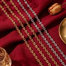 1m 304 Stainless Steel 18K Gold Plated Paperclip Chain, Rectangular O Link Chain, Waterproof DIY Handmade Bracelet Necklace - Chain - View 7