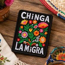 RHUAGYP 1pc Colorful Floral Bouquet & Letter Graphic Embroidered Patch, Rectangular Floral Art Iron-On Applique, Suitable For DIY Clothing Decoration - Multicolor - View 2