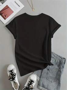 Talla - Camiseta de mujer talla con estampado una Casa Nueva - Diseño audaz de llave de casa en rojo y blanco, camiseta de cuello redondo suave y transpirable, corte holgado, casual para uso diario - Imprescindible para regalos y uso diario, regalo para casa nueva, fácil de estampar, camiseta ligera, camiseta unisex de algodón holgada de manga corta y cuello redondo estilo vintage urbano. - Negro - Ver 2