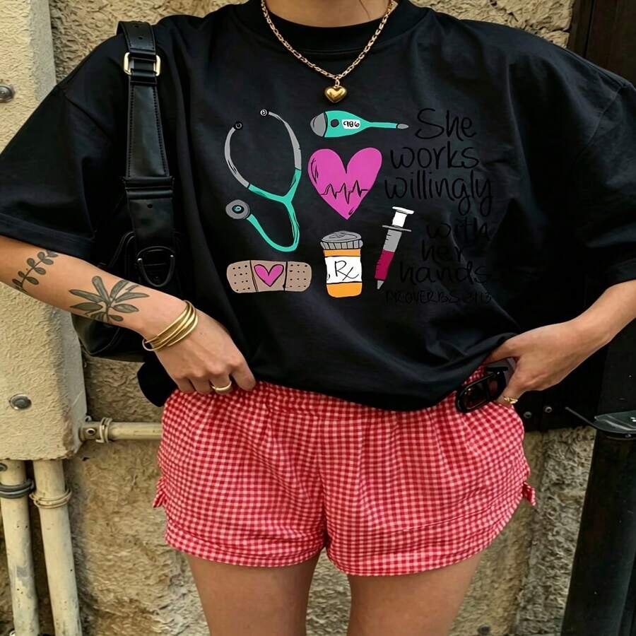 Heartfelt Daily Casual Graphic T-Shirt 100% Cotton Oversized Soft Breathable Casual Crewneck Short Sleeve Top Cute Aesthetic Minimal Lifestyle For Casual Wearers Fashion Lovers Daily Outfit Enthusiasts Gift Givers