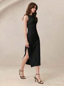 Women Midi Dresses - Black - View 4