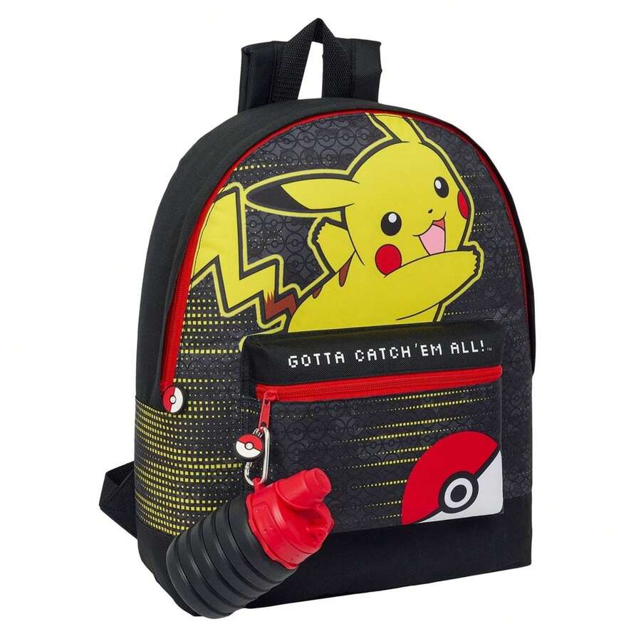 Safta pokemon 寶可夢主題書包，內置可折疊水壺，主隔層帶拉鍊，前置口袋，可調節加厚肩帶和頂部提手，返校必備 - 免費配送 ✅ 24/48 小時送達西班牙半島 - 彩色 - 查看 1