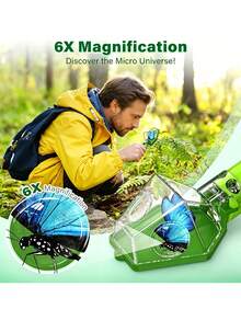 6X Magnifier Handheld Bug Catcher Kit - STEM Exploration Insect Catching Tool For Indoor & Outdoor, Birthday Gift Toy For Adult, Boys & Girls, Black - A - View 8