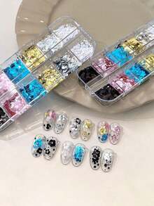 Assorted Color Nail Sequins, Round Holographic Matte Glitter, Nail Art DIY Decorative Materials - Multicolor - View 5