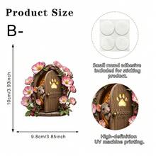 1/4 pezzi Mini decorazione porta a forma di topo, stile, adatto per giardino, scale, tronco d'albero, battiscopa, decorazione per la casa e bomboniere per feste - Porta elfica in legno - Visualizzare 14