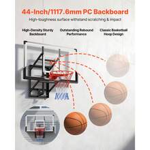 Wall Mount Basketball Hoop, 54-Inch PC Backboard Mounted Basketball Hoop Outdoor With Hand-Crank Adjustment, 0.11 Inch Thickened Backboard, Classic Basketballs Hoops Design, Indoor & Outdoor Use - 54-inch - 查看 4