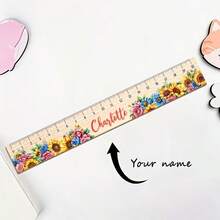 1 pieza Regla de madera personalizable con grabado de nombre, herramienta de medición con diseño lindo, regla personalizada para volver a la escuela, varios diseños con opción de nombre, regla de madera duradera y multifuncional, regalo útil de instrumento matemático para el nuevo período escolar - A - Ver 6