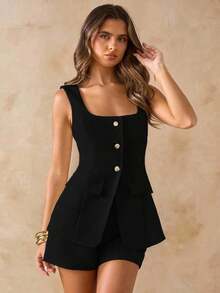 Conjunto de dos piezas para mujer para uso diario - Negro - Ver 12