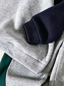 Tween Boy Cartoon Print Warm Hoodie And Sweatpants Set - Grey - View 5
