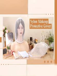 1pc/6pcs Makeup Protective Cover, Party Face Mask, Washable, Lightweight & Breathable, Nylon Chiffon Makeup Cap With Zipper Opening, Reusable European & American Bridal Wedding Veil, Suitable For Women & Girls Beauty Wedding, Used For Dressing & Protecting Makeup - Multicolor - View 4