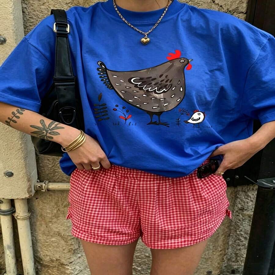 Cute Daily Casual Graphic T-Shirt 100% Cotton Oversized Soft Breathable Casual Crewneck Short Sleeve Top Aesthetic Daily Fashion Lovers Casual Wearers Gift Givers Trendy Basic
