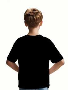 New 2026 Print T-Shirt, Baseball Style T-Shirt For Boys - Black With Yellow And Green Graphic Print, Breathable Casual Crew Neck T-Shirt For Spring/Summer, Perfect Gift For Young People, Baseball T-Shirt, Comfortable Fit, Comfortable And Fashionable, Multifunctional, Cute And Soft, Interesting Pattern,  Summer T-Shirt, Suitable For Parties And Daily Outdoor Activities, Christmas And Festival Gifts. Soft, Breathable Fabric, 100% Cotton, Graphic T-Shirt For Women For Everyday Wear. - 黑色 7 - 查看 4