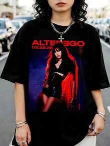 Blackpinks Aesthetic Red Lisa Alter Ego T-Shirt, K-Pop Star T-Shirt - Black - View 6