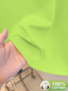 Women's 100% Cotton Embroidered Short-Sleeved T-Shirt With A Round Neck, Made From Soft, Skin-Friendly, Breathable, And Comfortable Fabric. Ideal For Year-Round Wear, Perfect For Casual Outings, Machine Washable, And Ideal For Art And Design Lovers With A Unique Style. - 螢光綠 - 查看 4