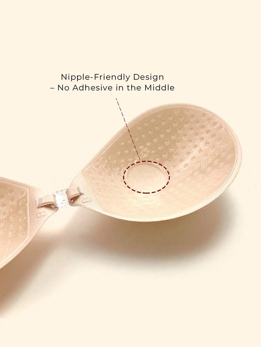 1pc Women's Push-Up Strapless Adhesive Invisible Bra, Suitable For Wedding Dress, Deep V-Neck Dress And Party Outfit
