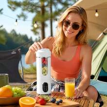 Portable USB-Rechargeable Personal Blender & Juicer, Easy-Clean & Self-Cleaning, Perfect For Milkshakes, Fruit & Vegetable Drinks - White - View 7