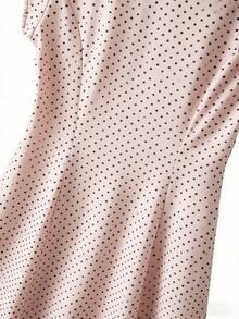 Women's Vintage French V-Neck Polka Dot Waist A-Line Dress, Spring/Summer Elegant Slimming Short Sleeve Dress For Commute, Date, Party, Autumn/Winter, Spring/Summer, Thanksgiving, Party, Wedding, New Year Party, Graduation Dance, Elegant, Fashionable, Commute, Business, Office, Versatile, Charming Urban Pink Polka Dot Dress Polka Dot Dress Women's Work Clothes For The Office Work Outfits Women Work Dresses For Women Retro Dresses For Woman Petite Women Clothing Dress Polka Dot Dresses For Women P - 淺粉色 - 查看 6