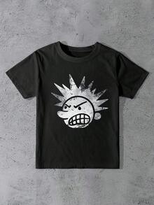 Camiseta casual de cuello redondo de manga corta con estampado de personaje de dibujos animados para mujeres, blusas gráficas de verano para mujeres |   Diseño exquisito |   Suelto y cómodo |   Fácil de combinar | - Negro - Ver 8
